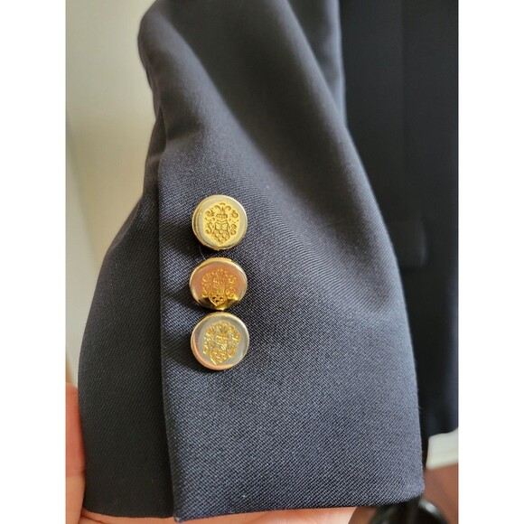 EUC JOSEPH FEISS MEN NAVY BLUE GOLD BUTTON 100% WOOL SPORT COAT BLAZER 44 X-TALL - Picture 1 of 10